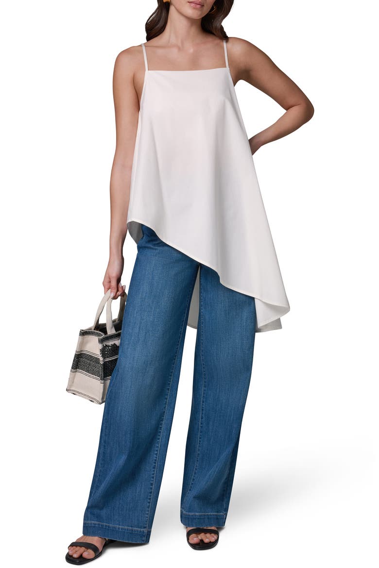 Asymmetric Stretch Poplin Top, Alternate, color, CREAM
