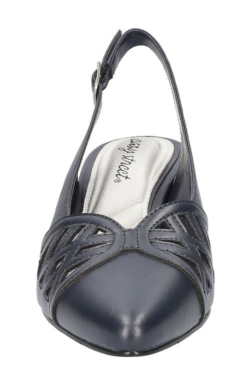 Easy Street Bizzy Womens Faux Leather Laser Cut Slingback Heels In Navy