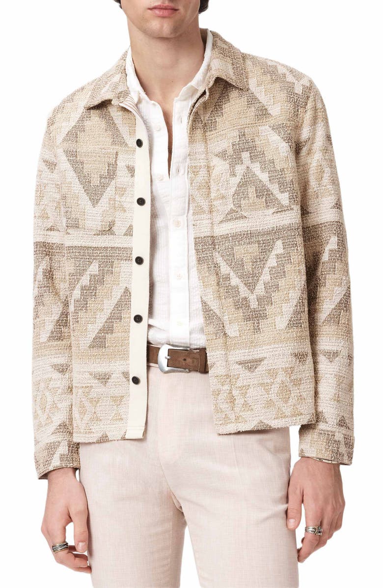 John Varvatos Byrne Geometric Shirt Jacket, Main, color, Light Khaki