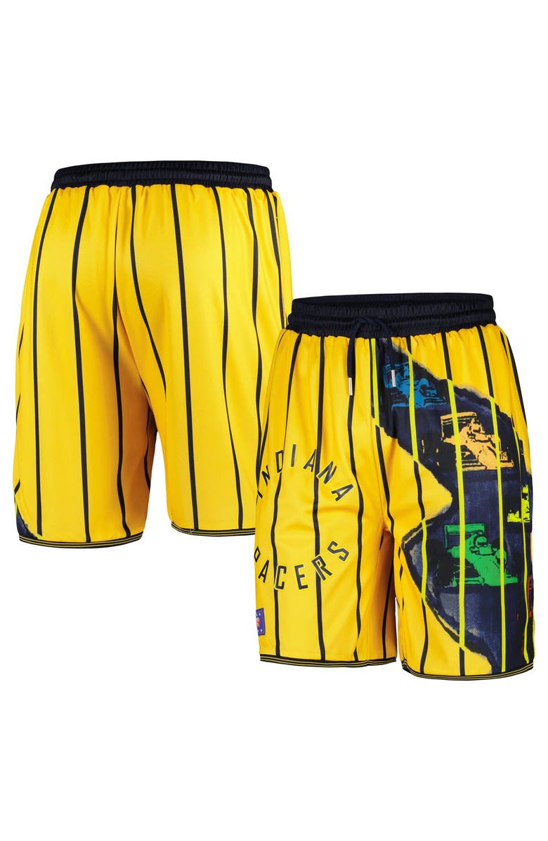 NBA X KIDSUPER Unisex NBA & KidSuper Studios by Fanatics Gold Indiana Pacers Hometown Shorts, Main, color, Yellow