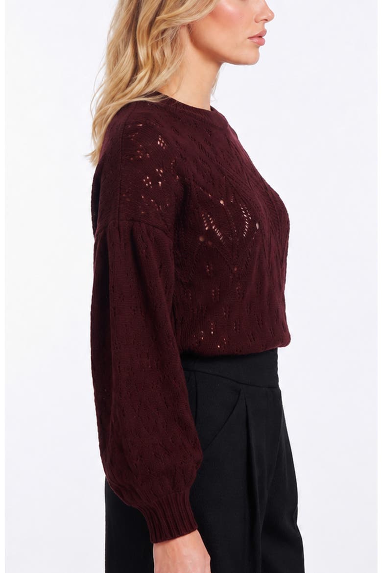 Forever Pointelle Sweater, Alternate, color, Oxblood