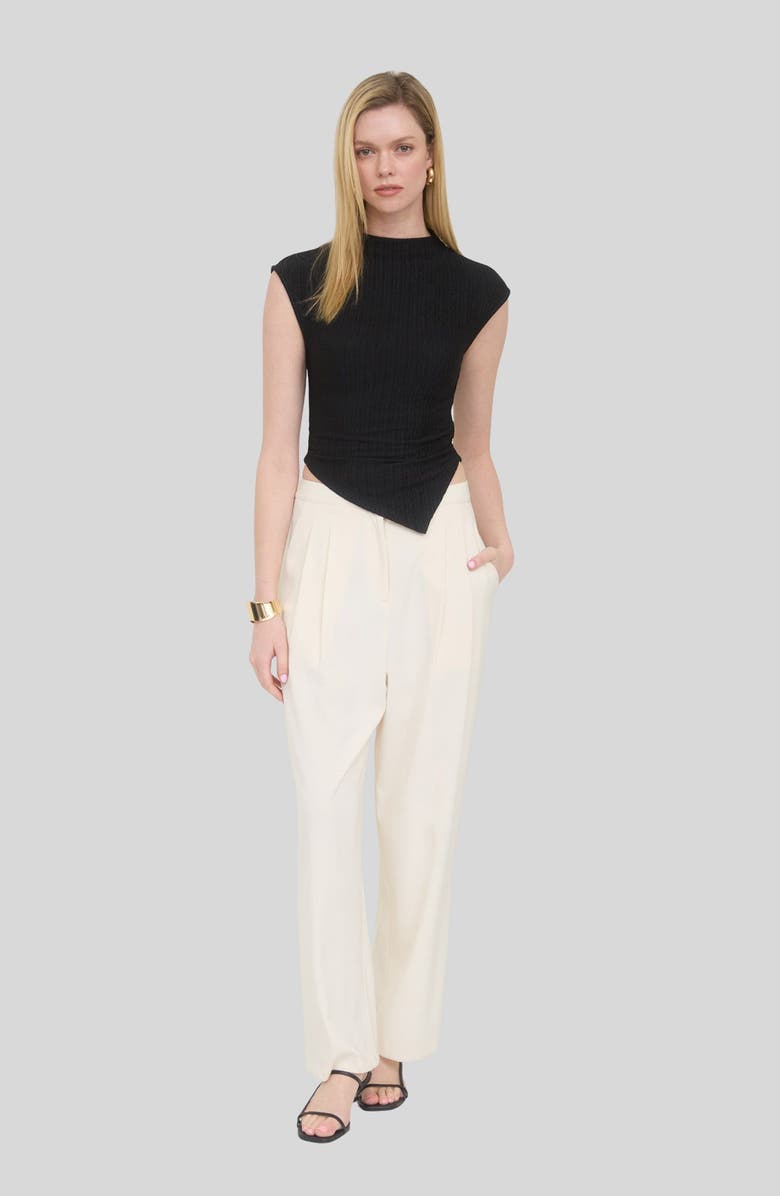 Blu Pepper Mock Neck Handkerchief Hem Top, Alternate, color, Black