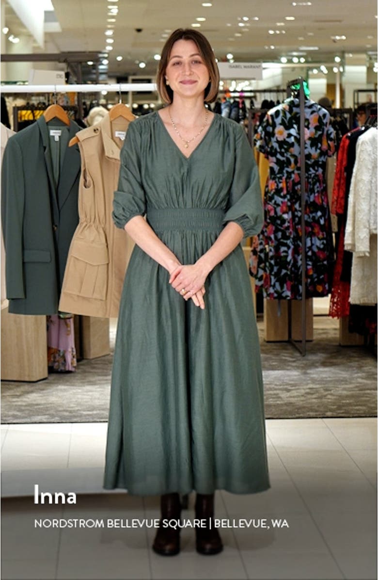 Smocked Waist Cotton & Silk Dress, sales video thumbnail