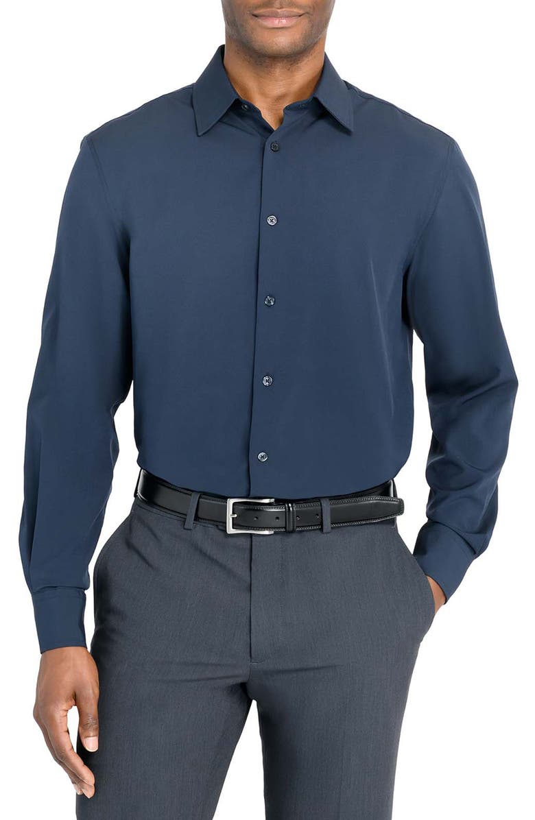 W.R.K Regular Fit Solid Performance Dress Shirt, Main, color, Navy
