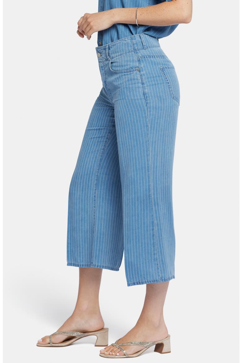 Brigitte Stripe High Waist Wide Leg Capri Jeans, Alternate, color, LIGHT MARINE