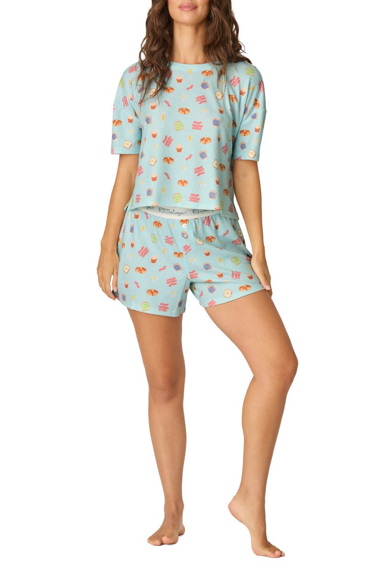 Breakfast Print Pajama Set, Main, color, COOL BLUE