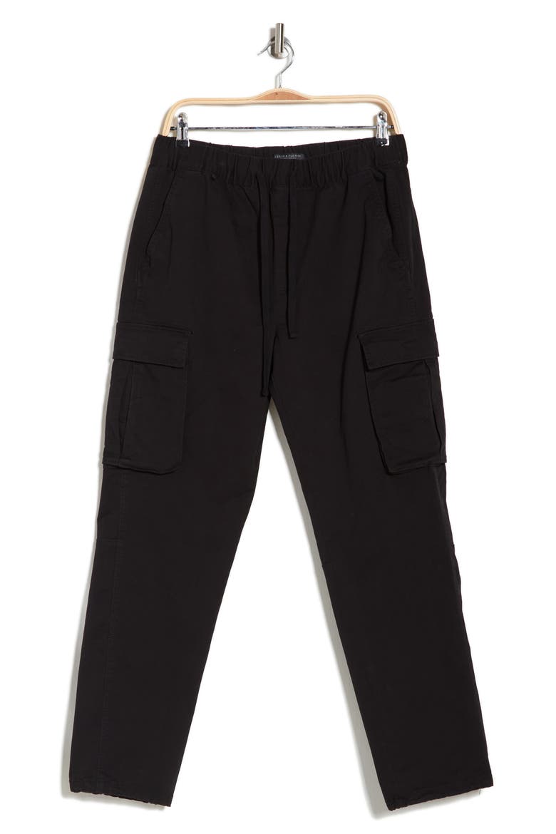 Stretch Cotton Pull-On Cargo Pants, Alternate, color, BLACK