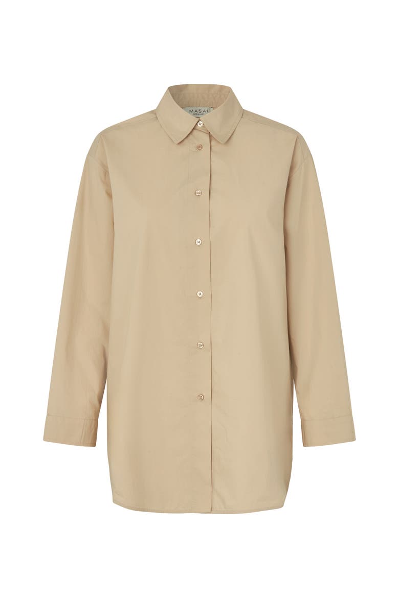 Maidette Oversized Button-Front Shirt, Alternate, color, White Pepper