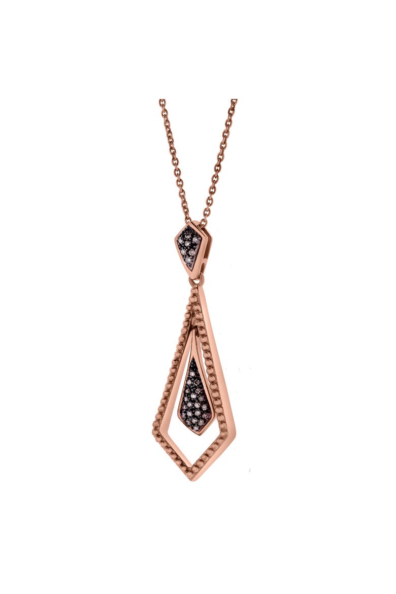 Marisa Sterling Silver 0.10 Ct Diamond Geometric Drop Pendant, Alternate, color, Pink Rhodium Sterling Silver
