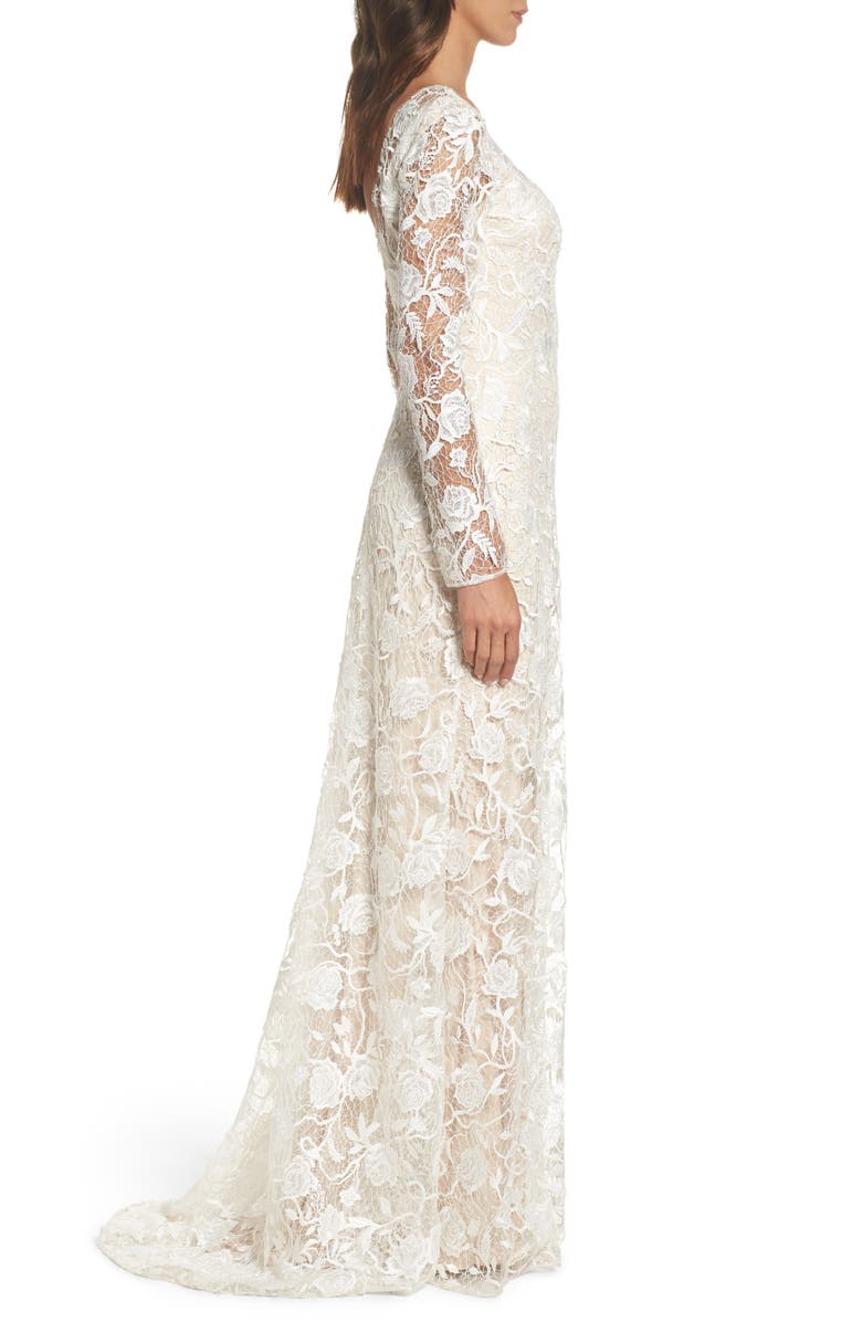 Tadashi Shoji Long Sleeve A-Line Sheath Gown, Alternate, color, 