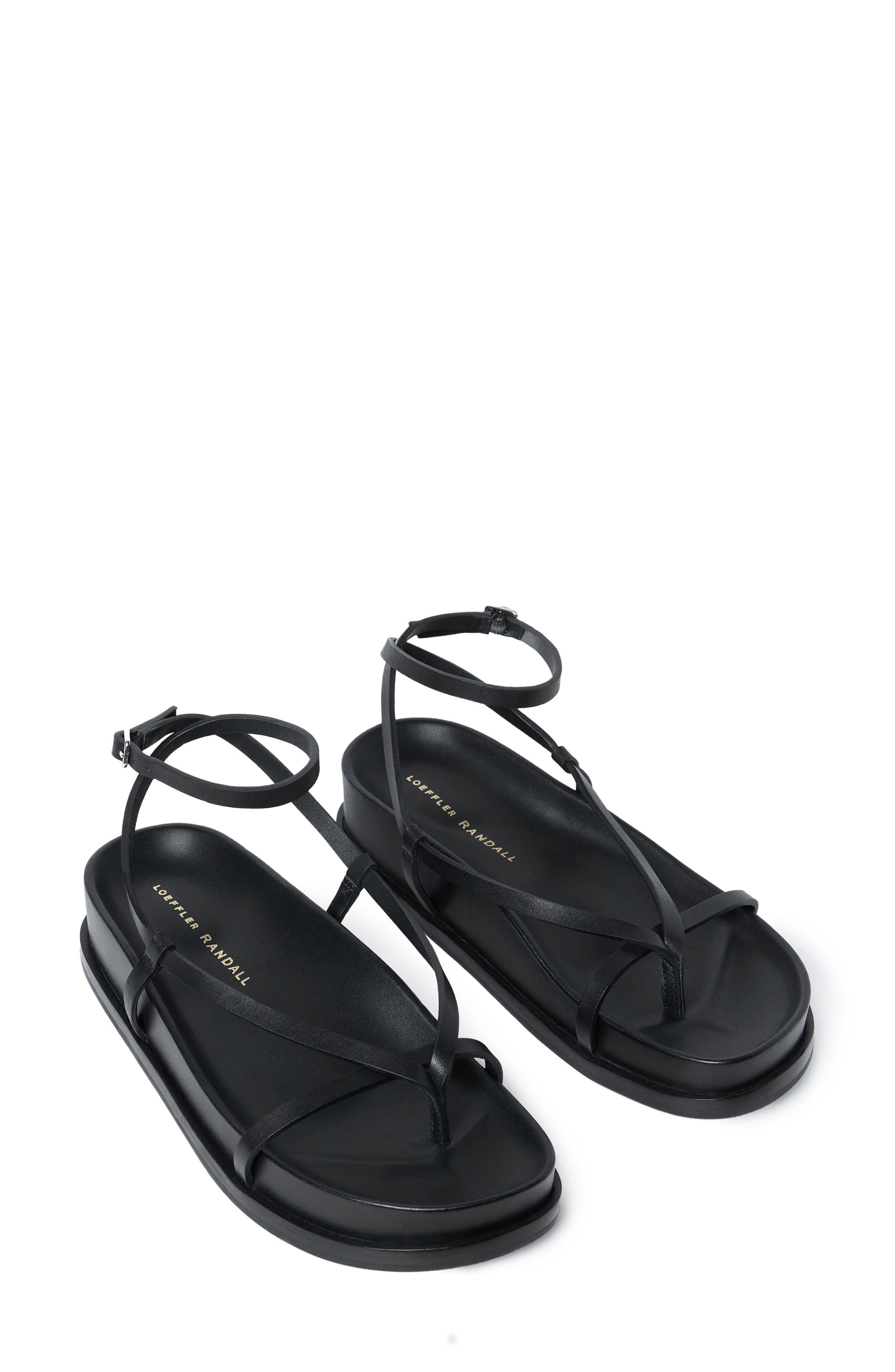 Loeffler Randall <p>Sonny Leather Ankle Wrap Sandal (Women) </p>, Alternate, color, Black