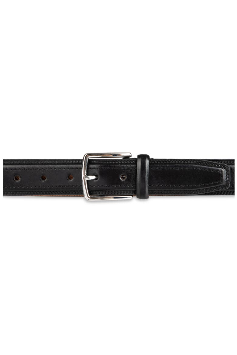 Stitched Leather Belt, Alternate, color, BLACK