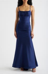Emerald Sundae Emma Sateen Strappy Mermaid Gown