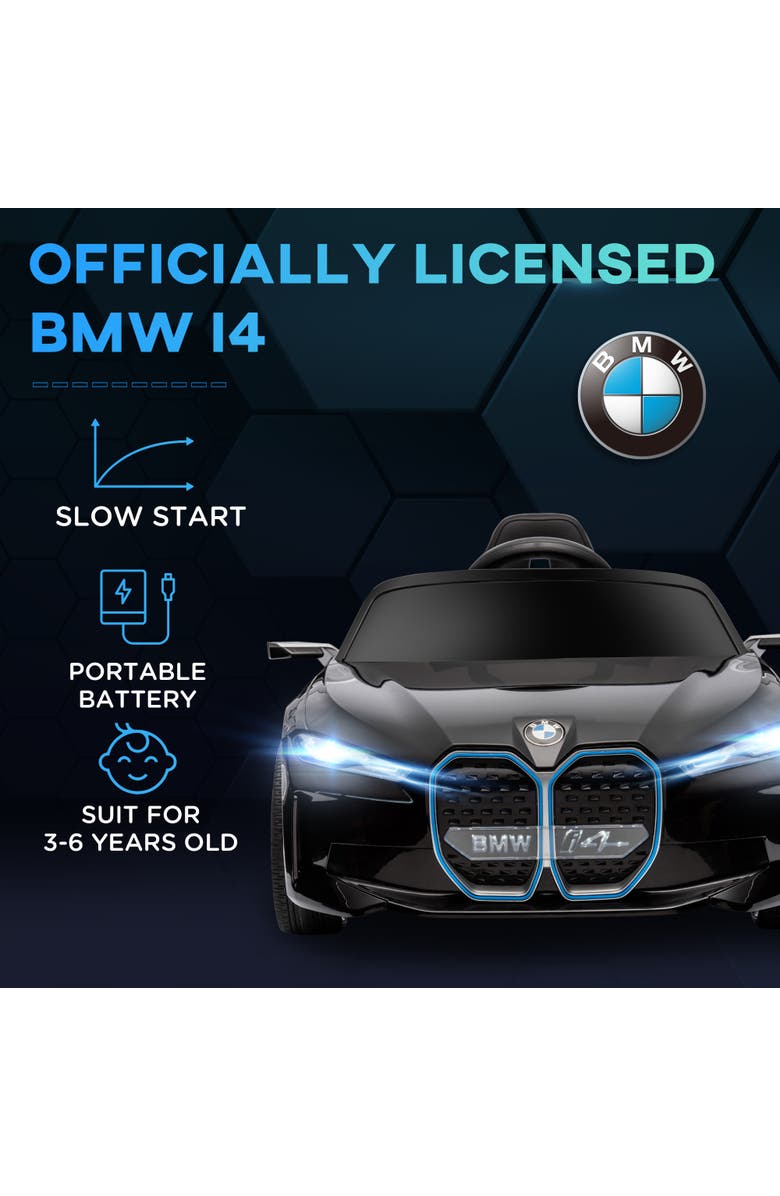 Aosom 12V Licensed BMW Kids Electric Car with 2.4G Remote Control Suspension System Horn Music Lights, Alternate, color, Black