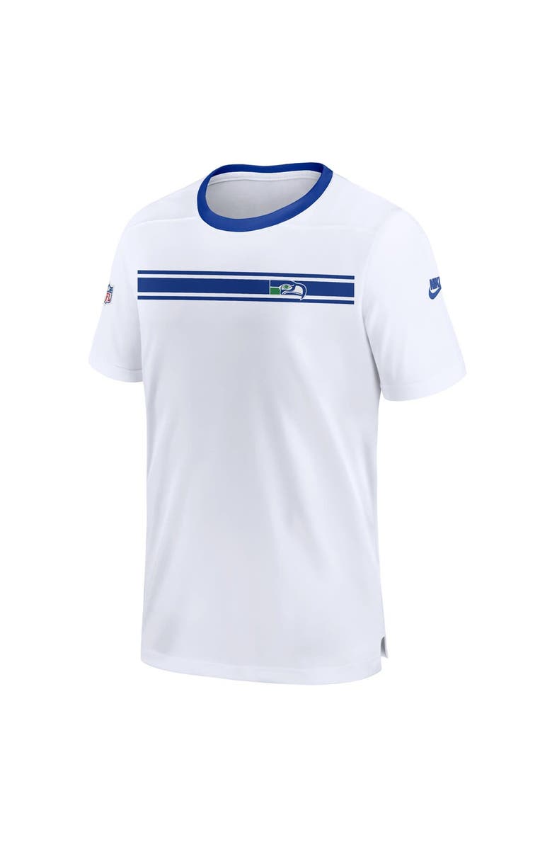 Nike Men's Nike White Seattle Seahawks Throwback Sideline Coaches Performance T-Shirt, Alternate, color, White