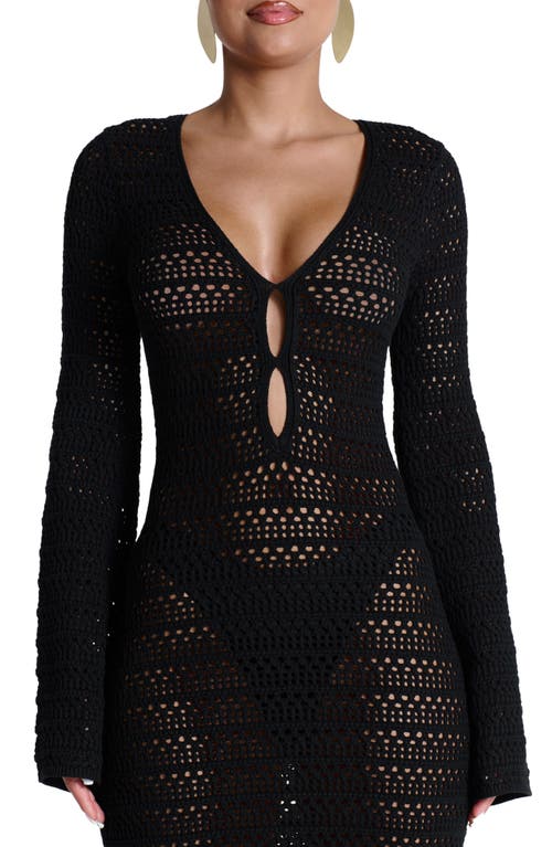 Naked Wardrobe Open Stitch Long Sleeve Maxi Dress In Black