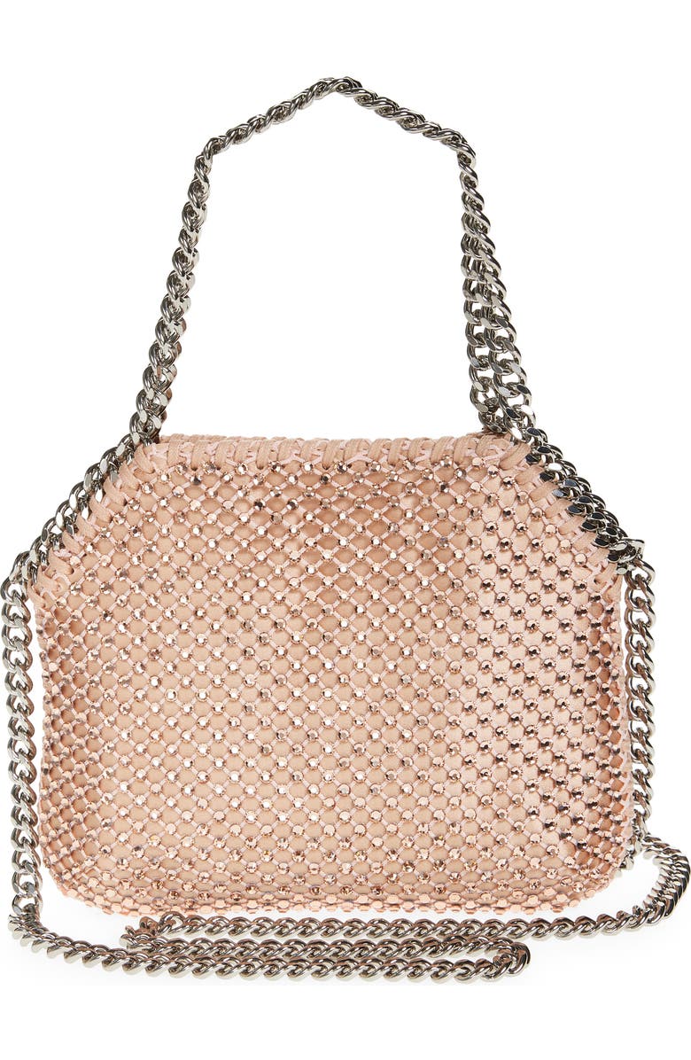 Stella McCartney Nano Falabella Crystal Mesh Crossbody Bag, Alternate, color, Light Peach