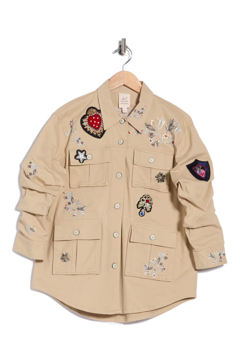 Embroidered Patch Jacket, Main, color, KHAKI/ MULTI