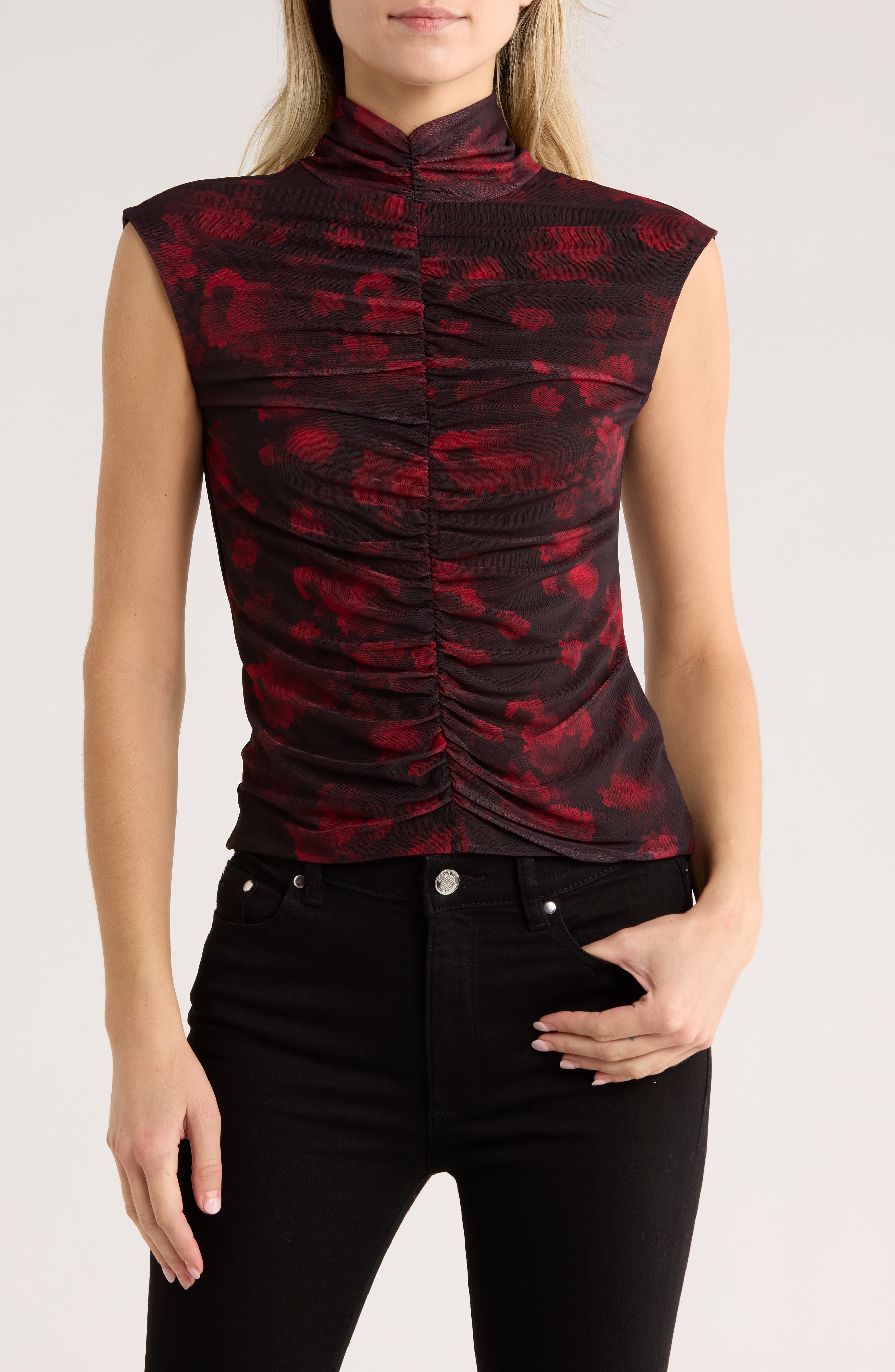 JASON WU Mock Neck Extended Shoulder Top