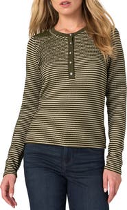 Liverpool Los Angeles Stripe Knit Henley Shirt