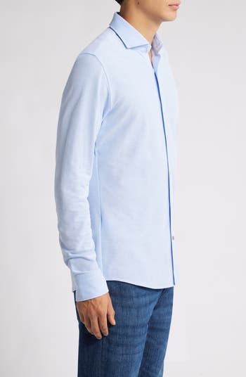 Hank Slim Fit Solid Performance Cotton Piqué Dress Shirt