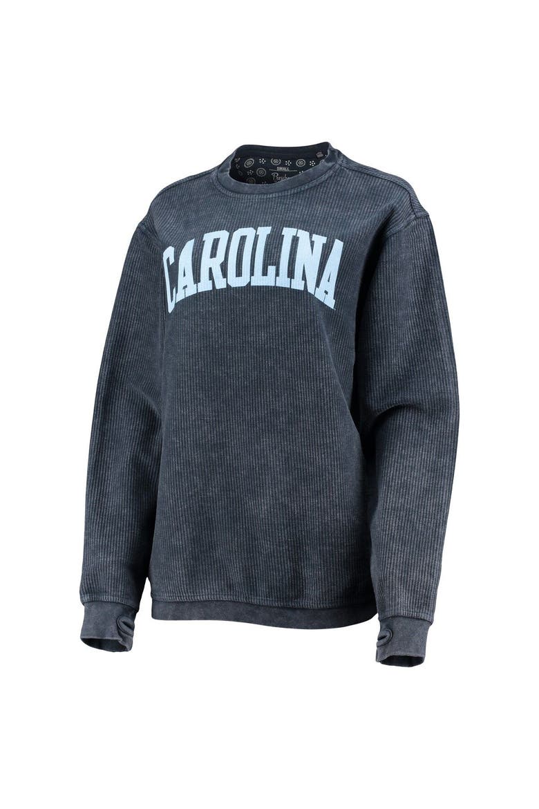 Women's Pressbox Navy North Carolina Tar Heels Comfy Cord Vintage Wash Basic Arch Pullover Sweatshirt, Alternate, color, Navy