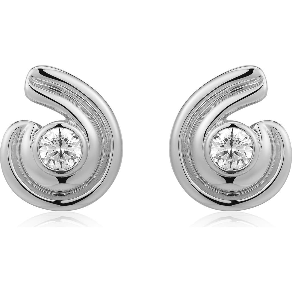 Luv Aj Wave Bezel Cubic Zirconia Twisted Stud Earrings