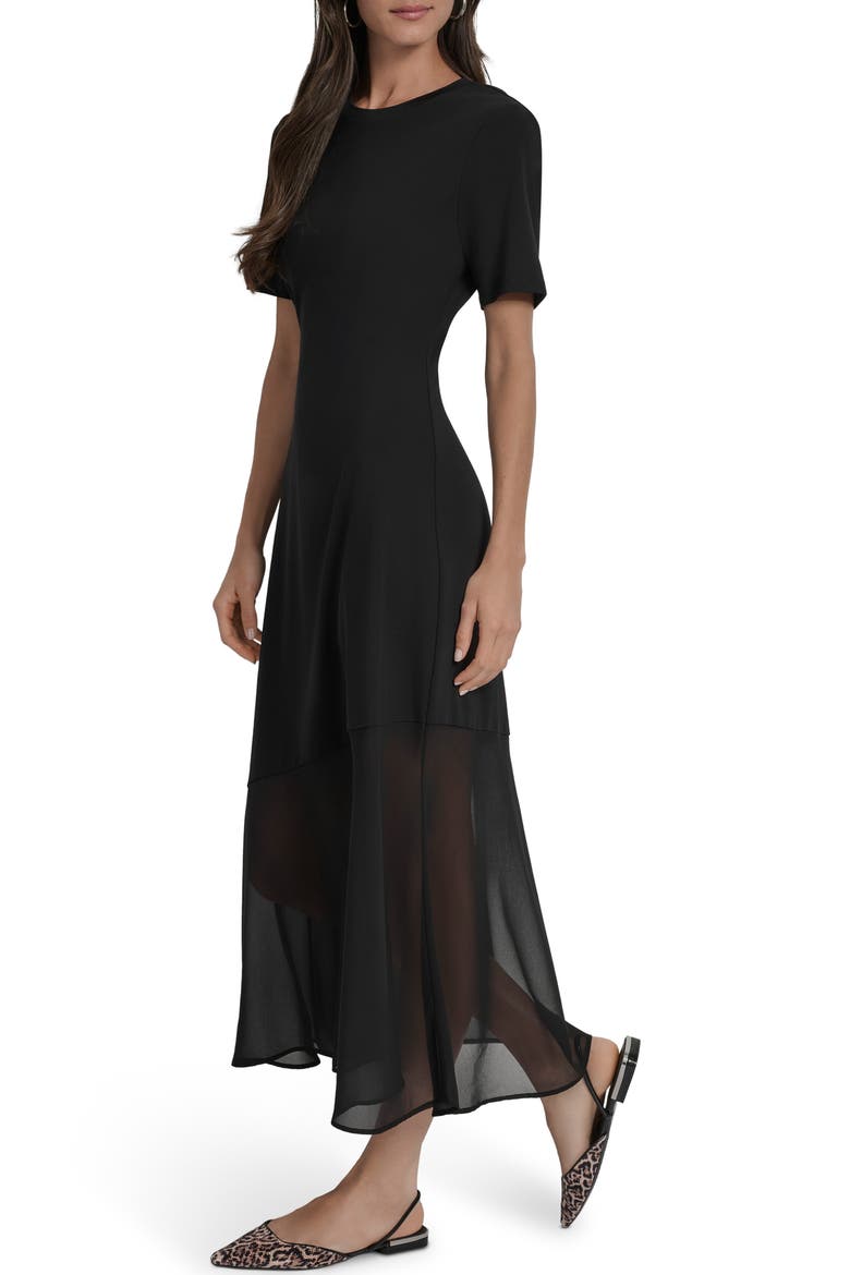 Mixed Media Maxi Dress, Alternate, color, BLACK