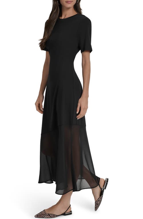 Dkny Mixed Media Maxi Dress In Black