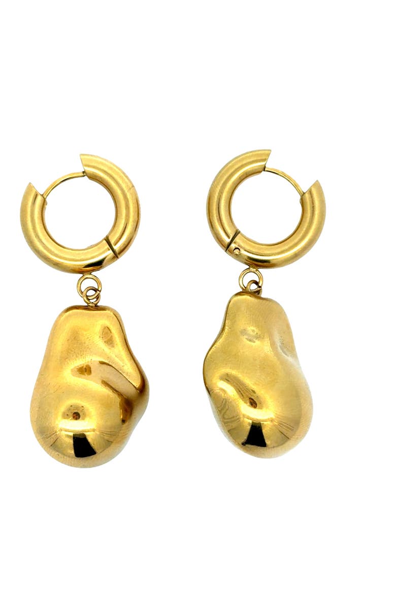 Gold Nugget Drop Earrings, Main, color, yellow