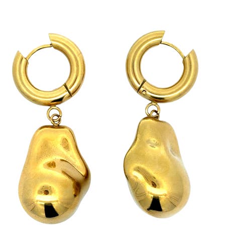 Gold Nugget Drop Earrings