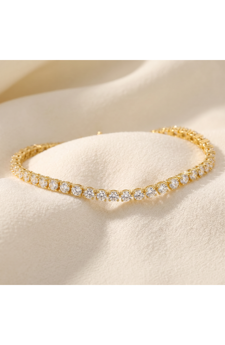 Bliss Diamond Certified 4.20Ct TW Diamond 3-Prong Tennis Bracelet 7" 14k Gold Lab Grown, Alternate, color, 14K Yellow Gold