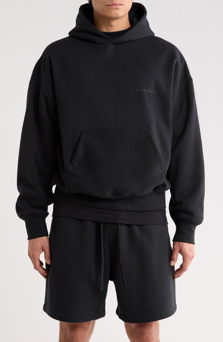 Fear of God Essentials Classic Cotton Blend Hoodie, Main, color, Vintage Black