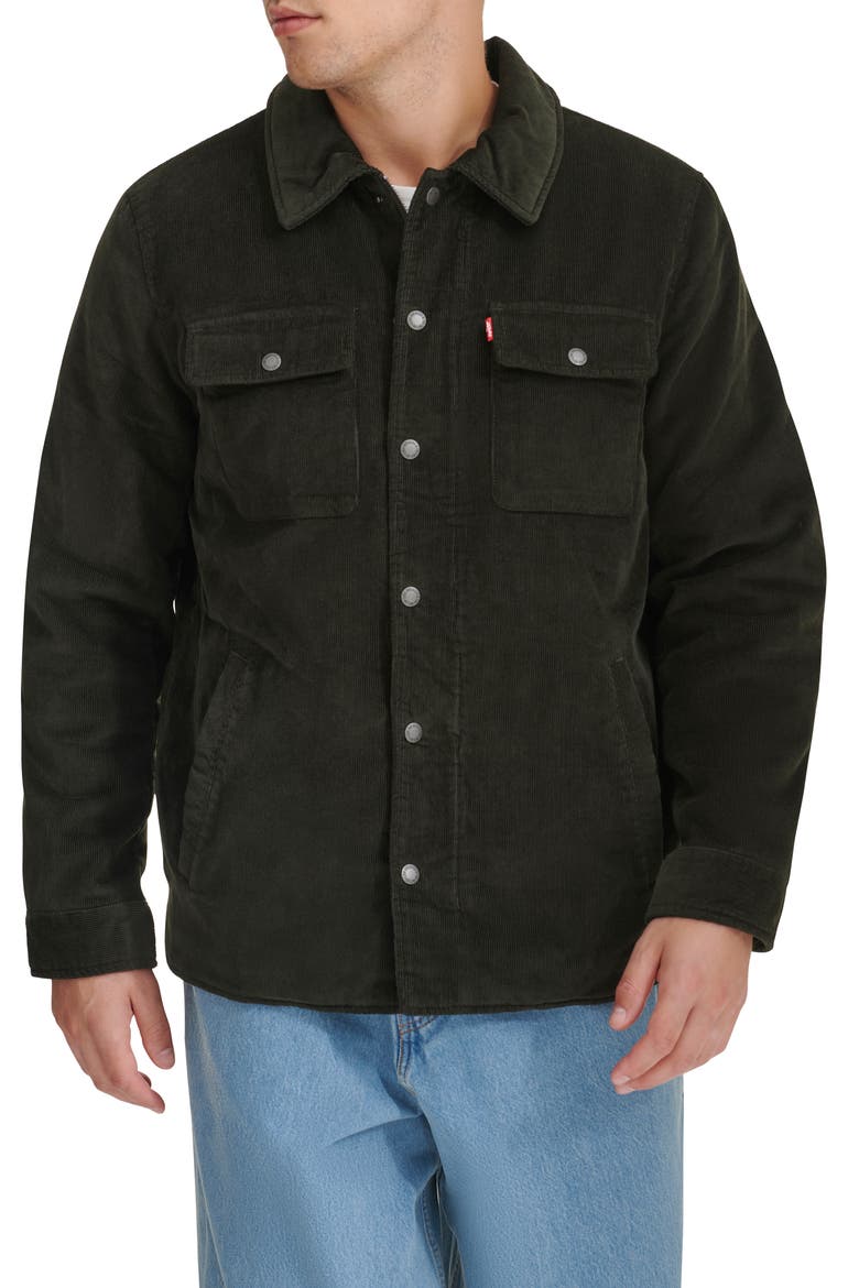 Corduroy Shacket, Main, color, DARK OLIVE