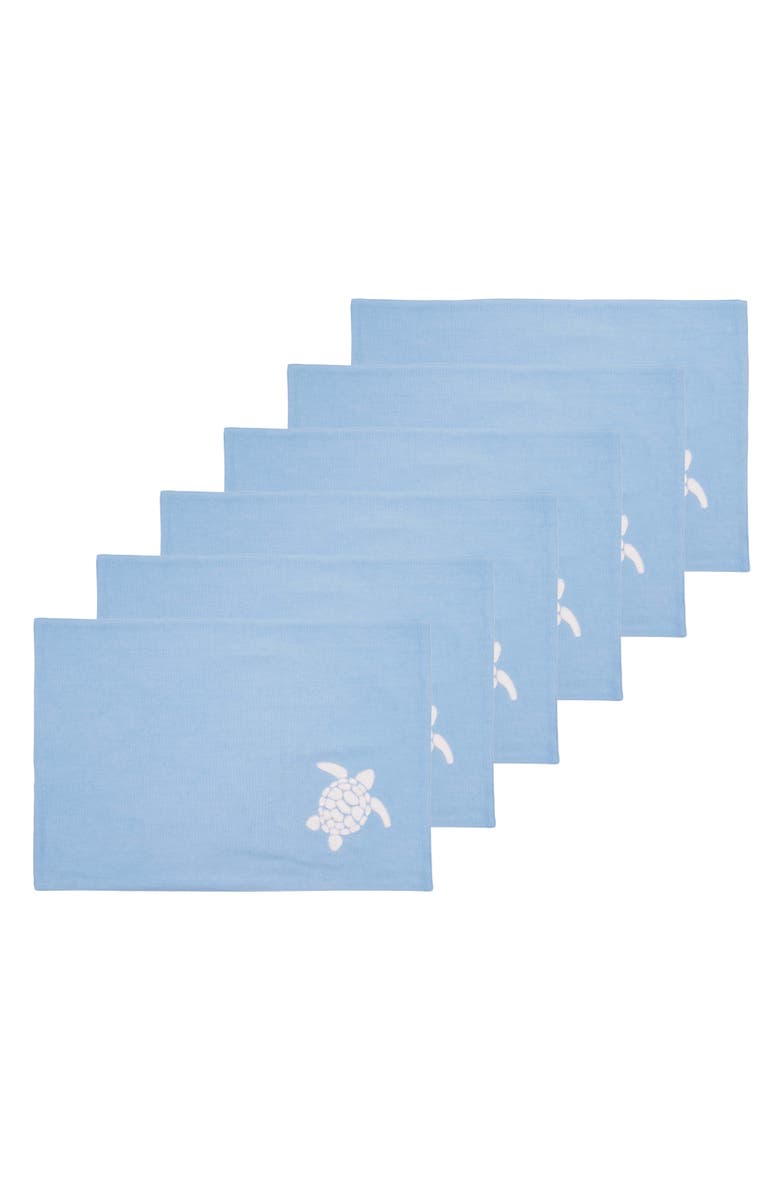 C&F Home Blue Turtle Chilling 100% Cotton Set of 6 Placemats 14" x 20", Main, color, White