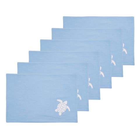 Blue Turtle Chilling 100% Cotton Set of 6 Placemats 14" x 20"