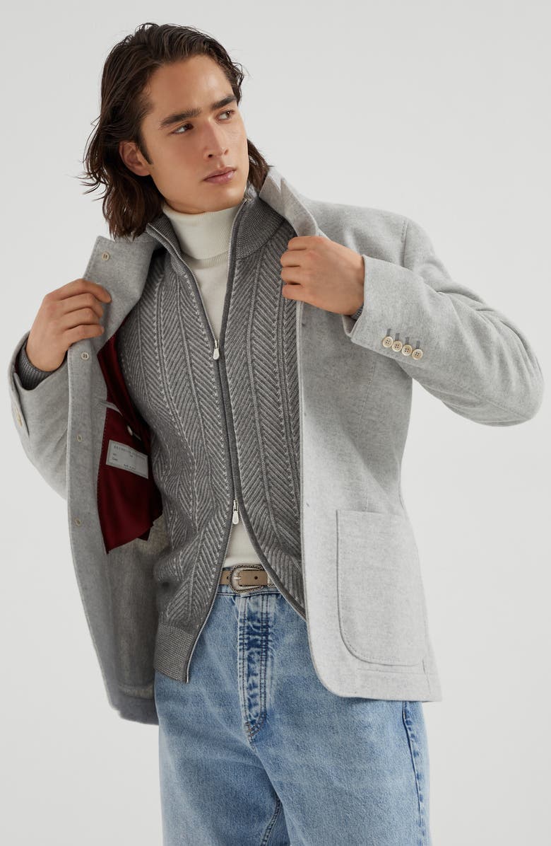 Brunello Cucinelli Blazer-style outerwear, Alternate, color, Light Grey