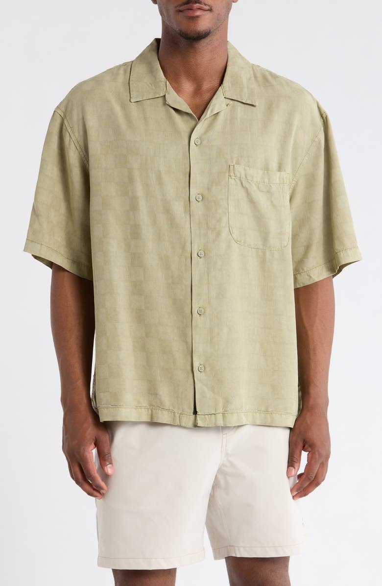 Vans Van Doren Check Button-Up Camp Shirt, Main, color, Soft Sage