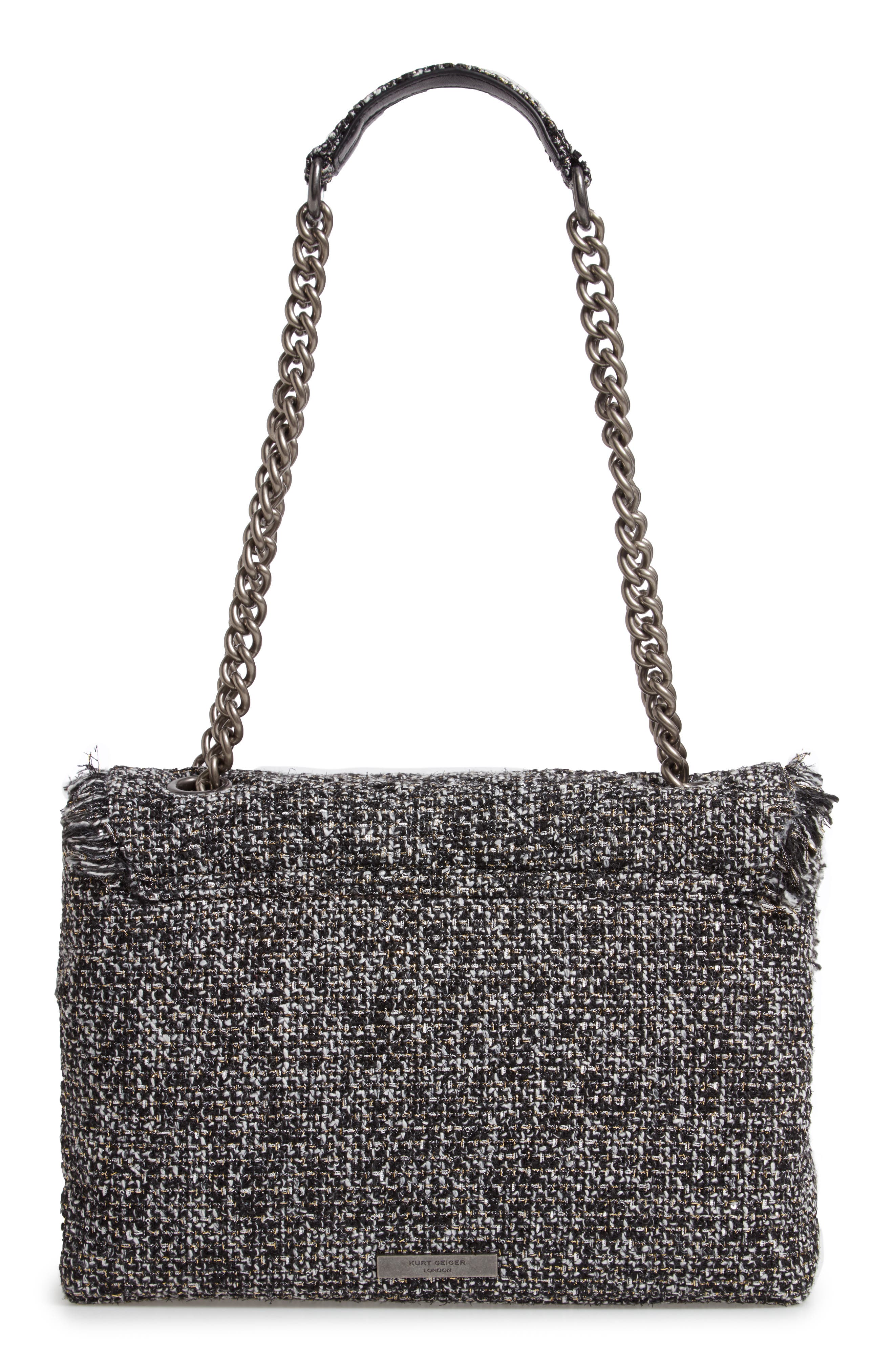 Large Kensington X Tweed Shoulder Bag, Alternate, color, GREY
