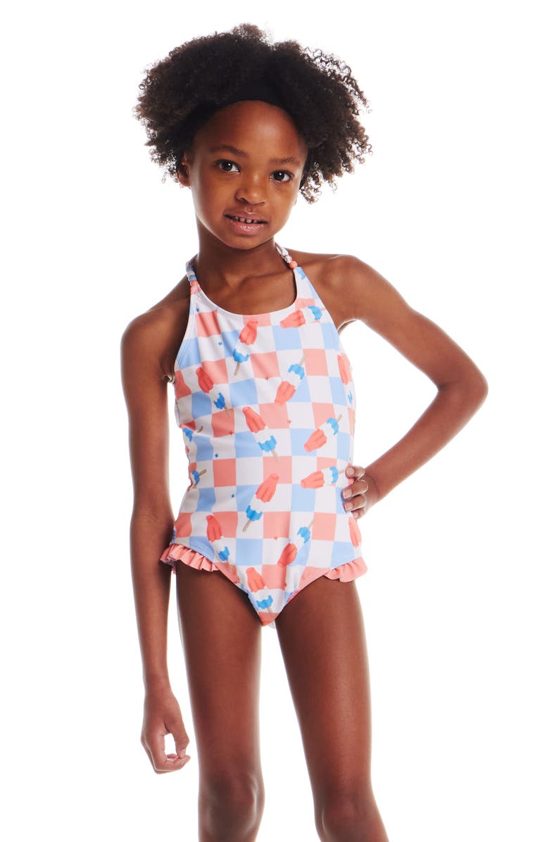 Andy & Evan Kids' Beaded Halter One-Piece Swimsuit, Alternate, color,