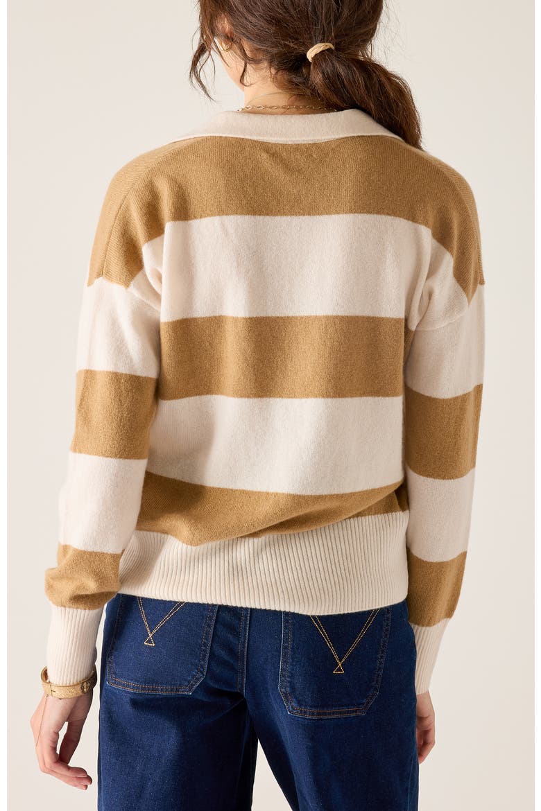 Regatta Cashmere Polo Sweater, Alternate, color, Varsity Ecru/Camel