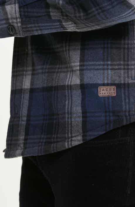 Plaid Flannel Shirt Jacket with Faux Fur Lining
