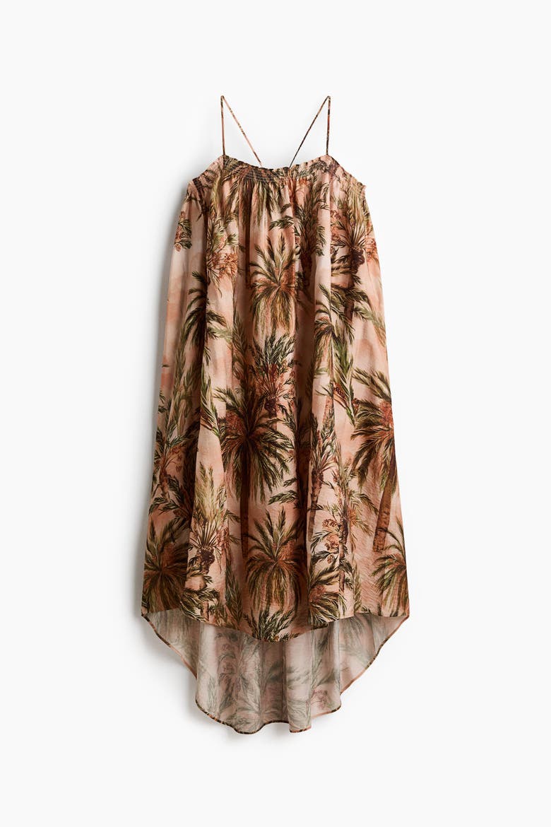 A-line Low-back Dress, Alternate, color, Peach pink/patterned