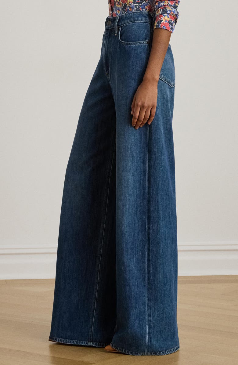 Lauren Ralph Lauren High Waist Wide Leg Jeans, Alternate, color, Maxen Wash Blue