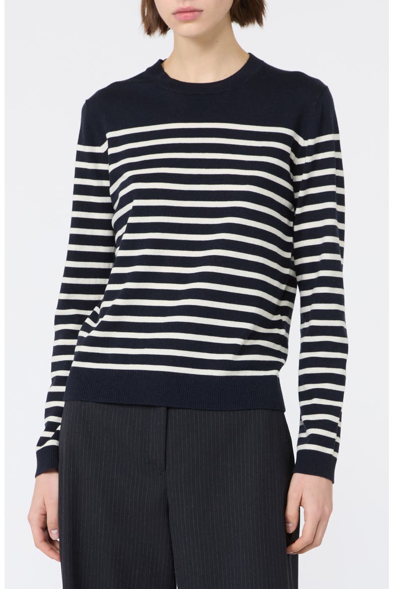 Sicilia Striped Silk & Wool Sweater, Main, color, NAVY