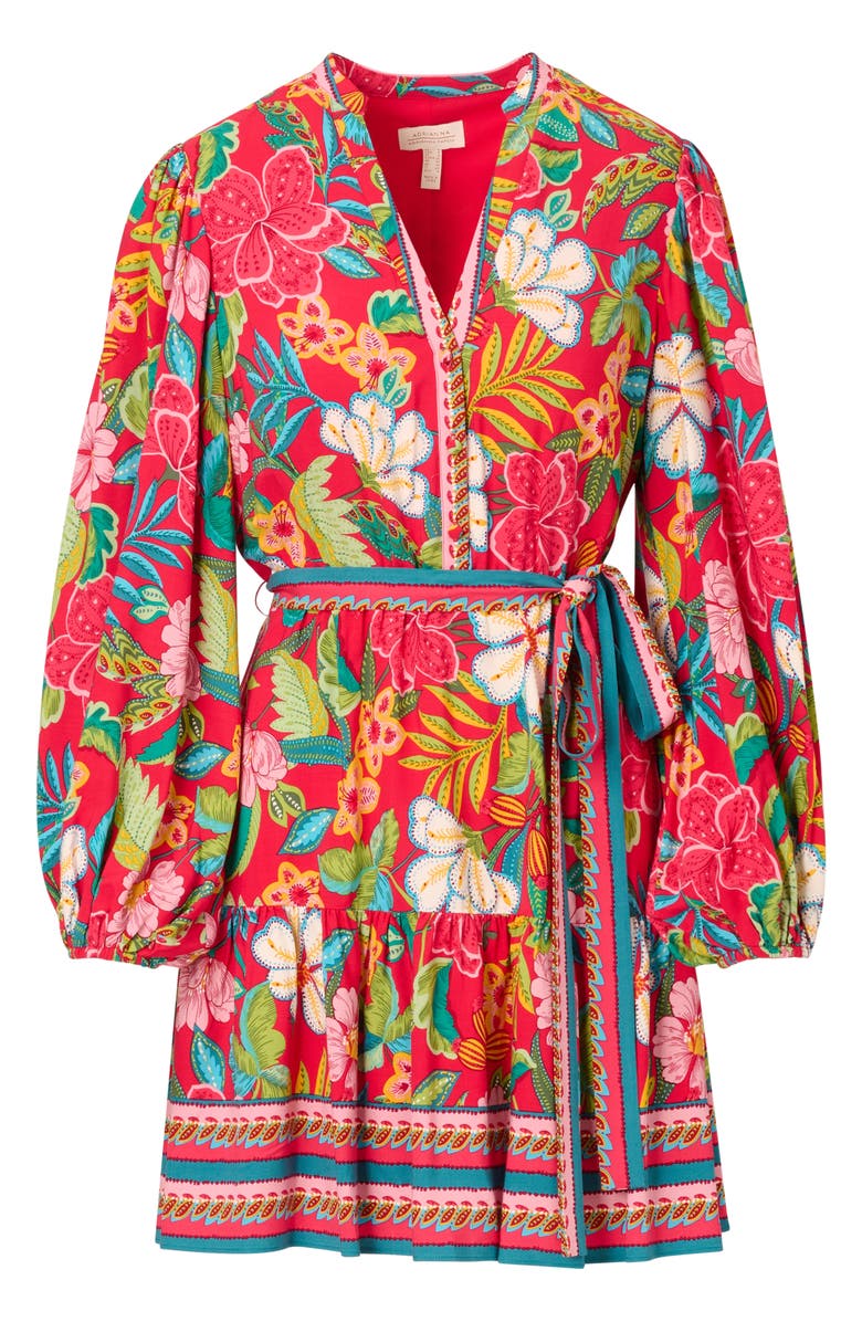 Adrianna Papell Mixed Floral Print Long Sleeve Dress, Alternate, color, Red Multi