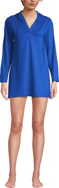 Lands' End Cotton Jersey Long Sleeve Hooded Swim Cover-up Dress
