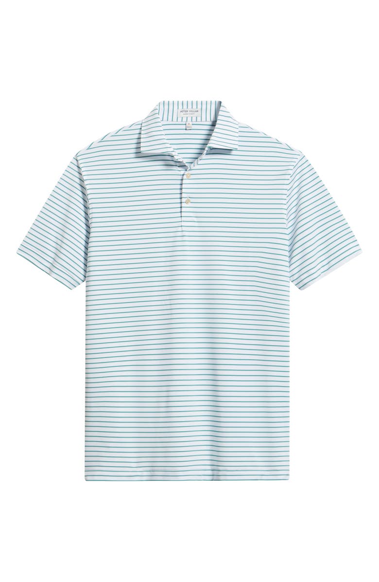 Peter Millar Dunnes Stripe Performance Jersey Polo, Main, color, White / Snow Pea