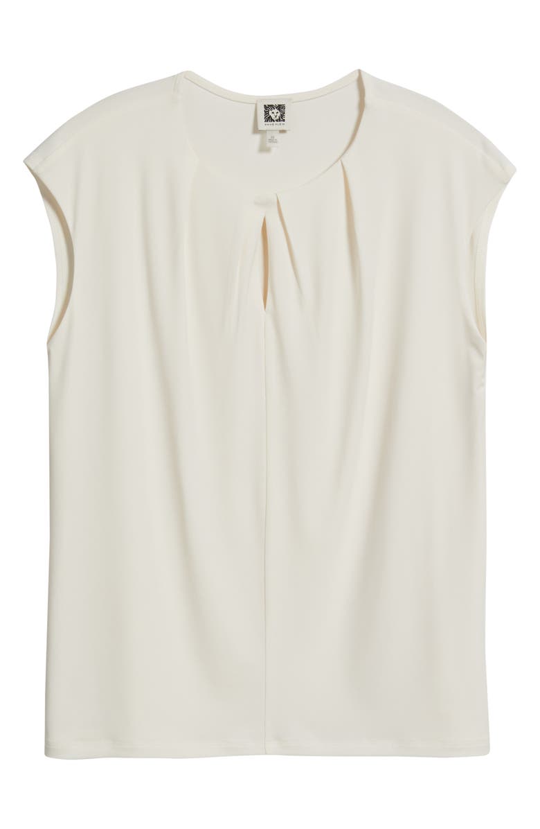 Anne Klein Pleat Neck Cap Sleeve Top, Alternate, color, White Dove
