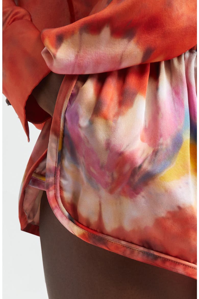 Kindred Spirit Alchemy Relaxed Silk Satin Shorts, Alternate, color, RUBY TIE DYE